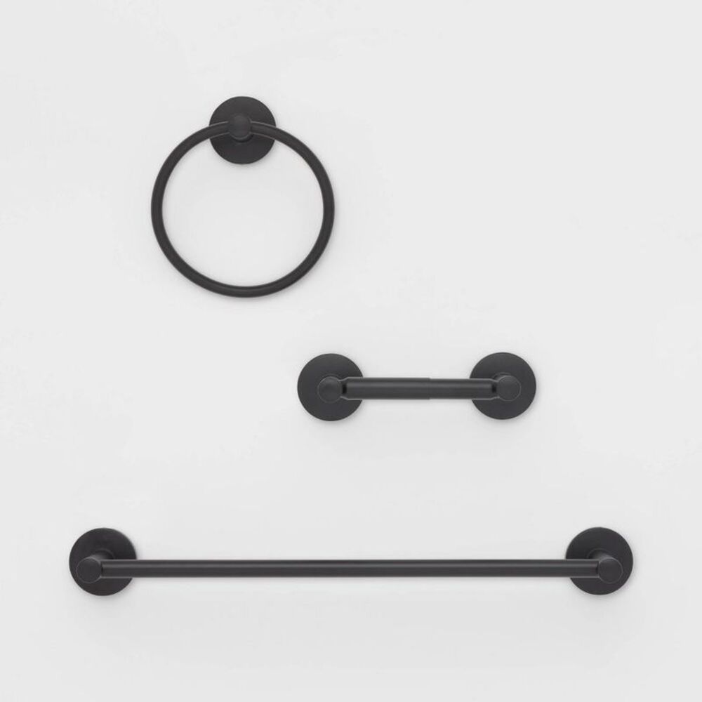 3pc Bath Hardware Set Black - Threshold